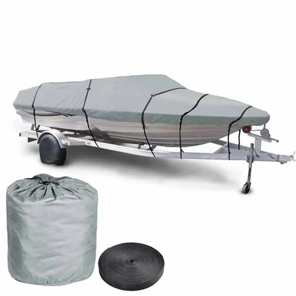20'-22' Waterproof V-Hull Trailerable Fishing Boat Cover Gray