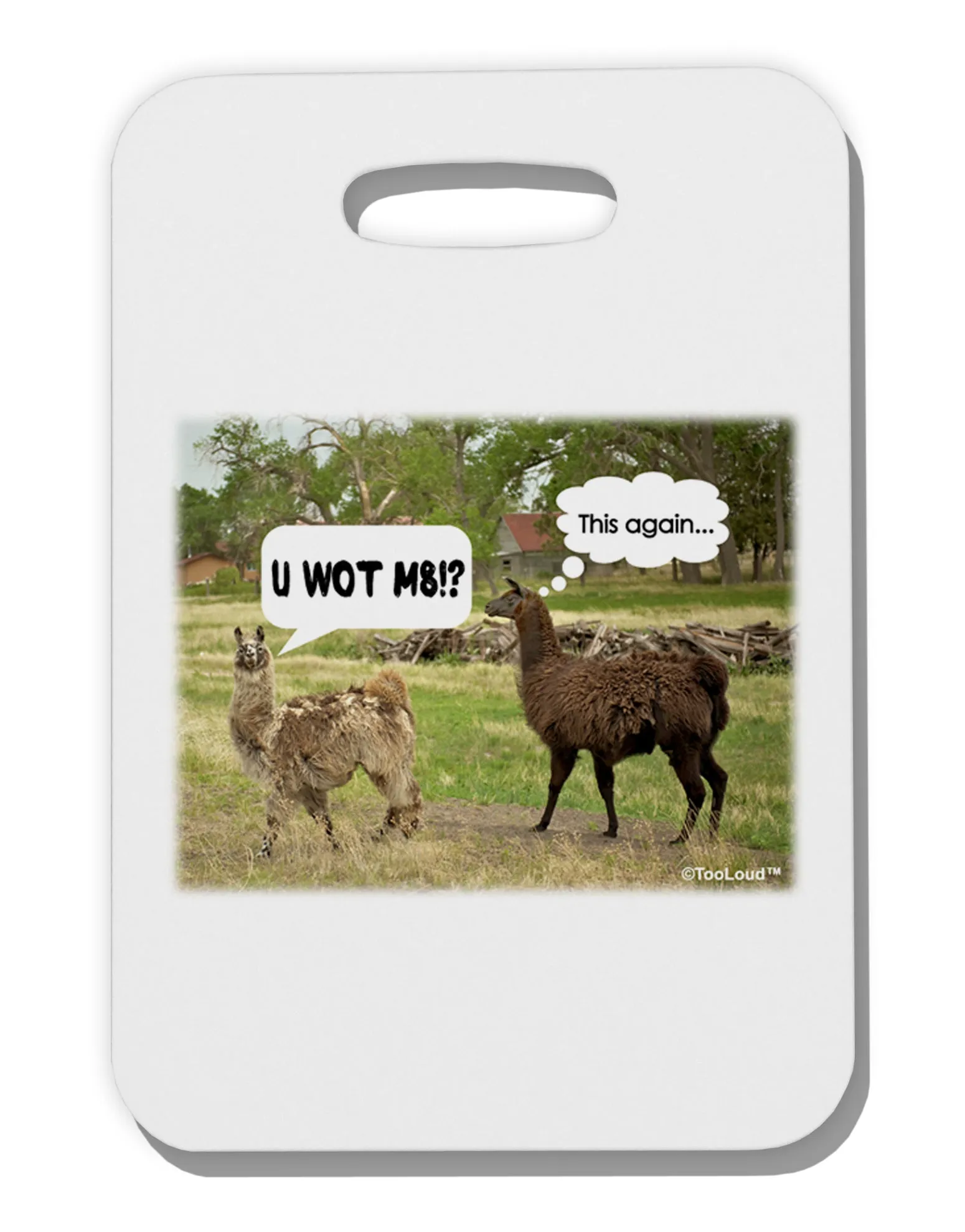 Angry Standing Llamas Thick Plastic Luggage Tag by TooLoud