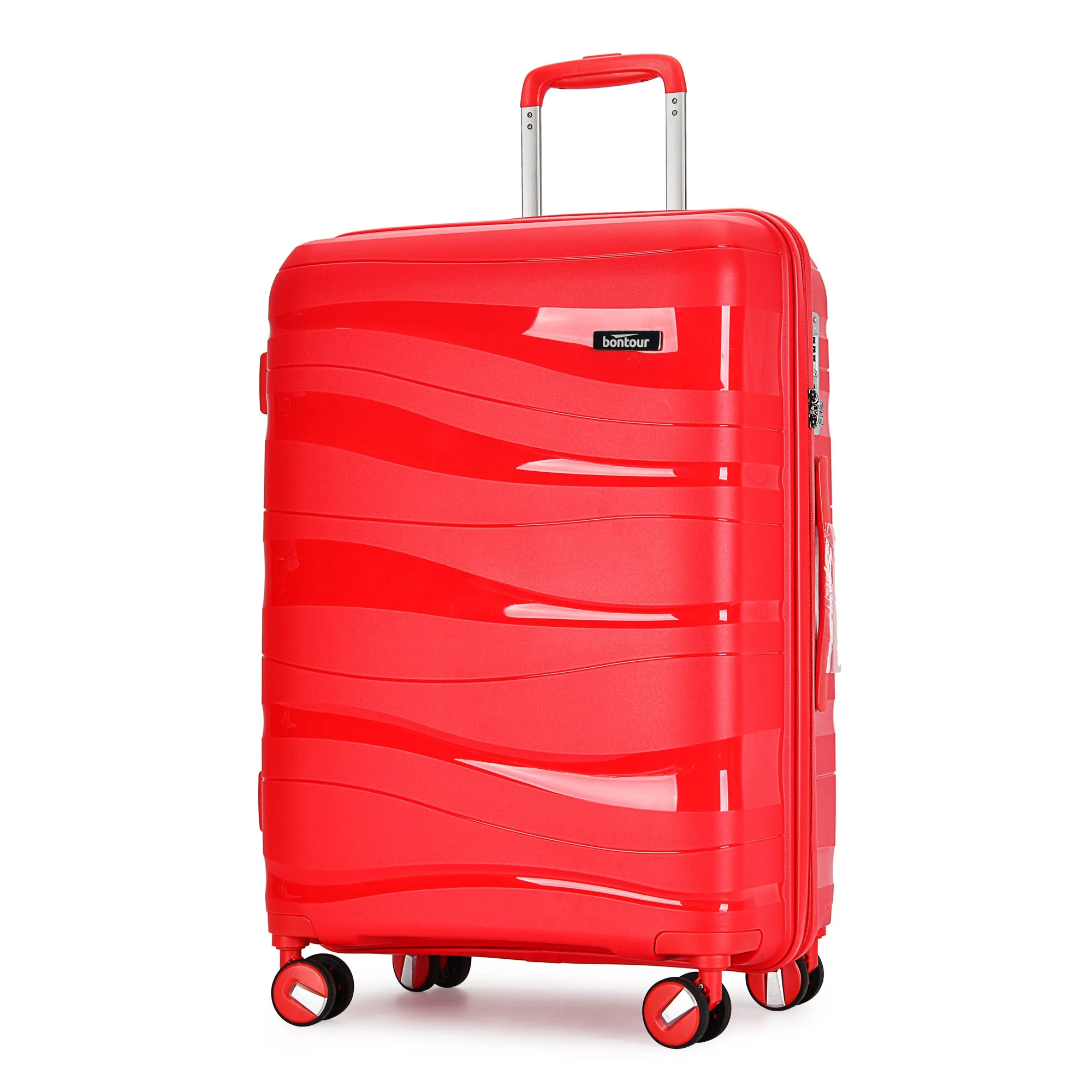 Bontour 'Flow' 4-wheeled cabin suitcase with TSA lock, 55x38x20cm, Red