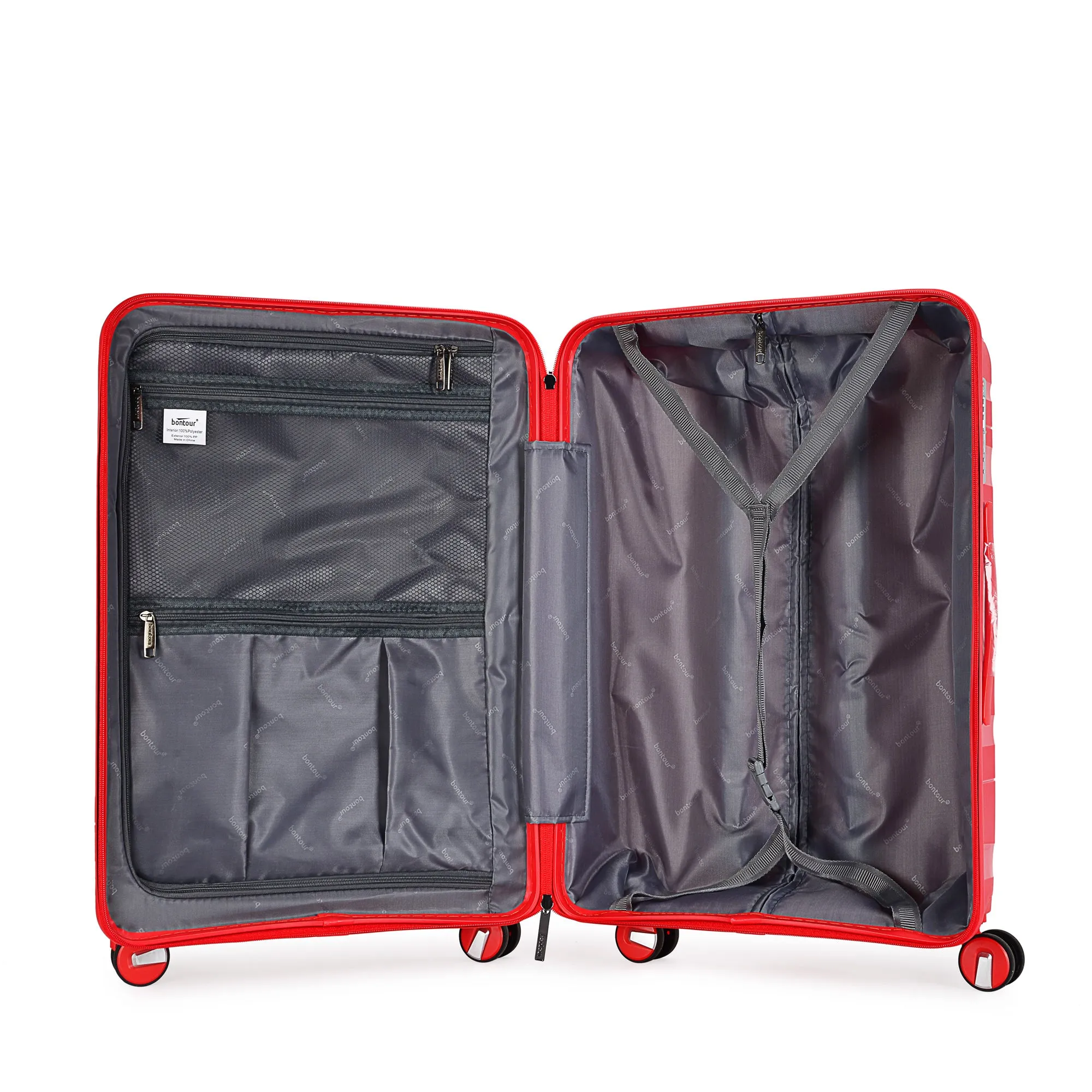 Bontour 'Flow' 4-wheeled cabin suitcase with TSA lock, 55x38x20cm, Red