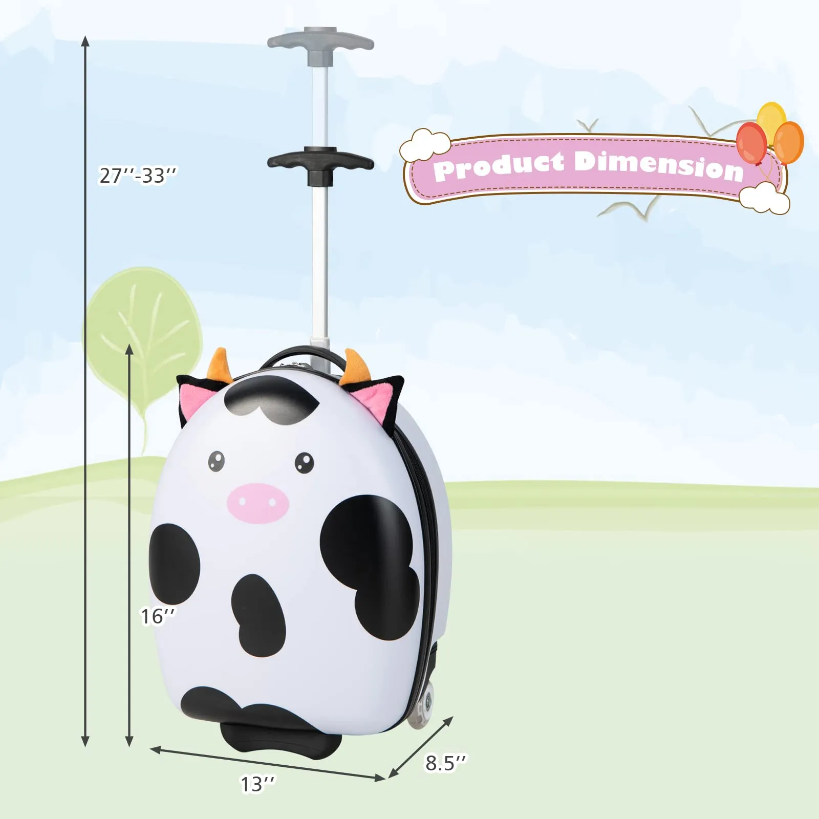 INFANS Kids Luggage, 16’’ Carry on Rolling Suitcase for Girls Boys with 2 Flashing Spinner Wheels