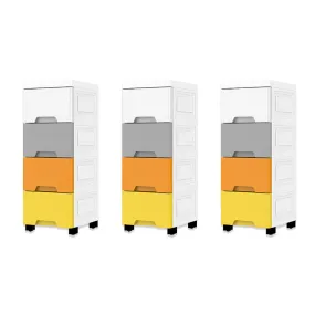 Kuber Industries (Set of 3) 4-Layer Multi Storage Drawer Organizer - Cabinet & Chest Of Drawers For Storage - Thin Plastic Rack -Multicolor