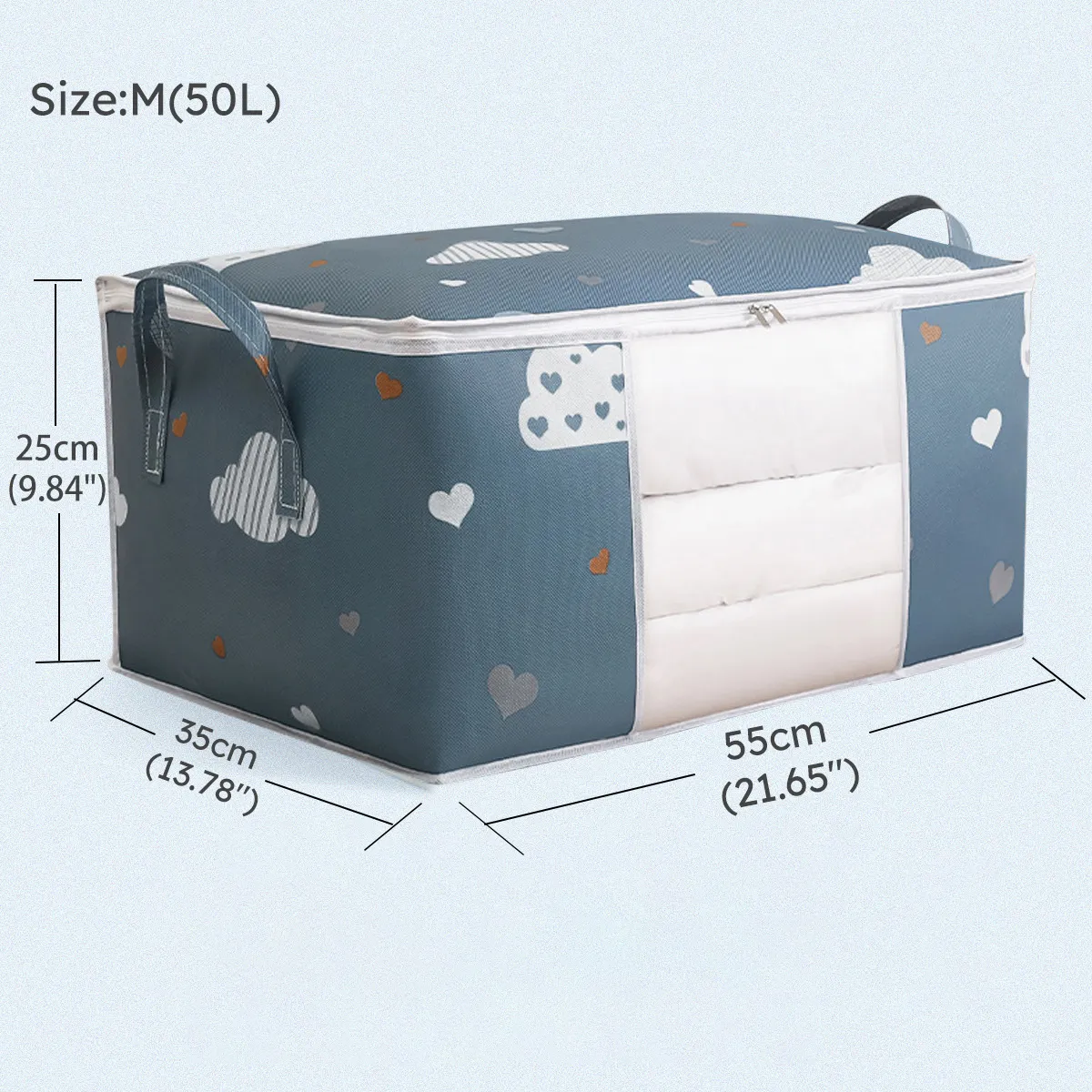 Large Capacity Clothes Quilt Storage Bag Organizer with Handle Clear Window Sturdy Zipper for Comforters Blankets Bedding Clothes