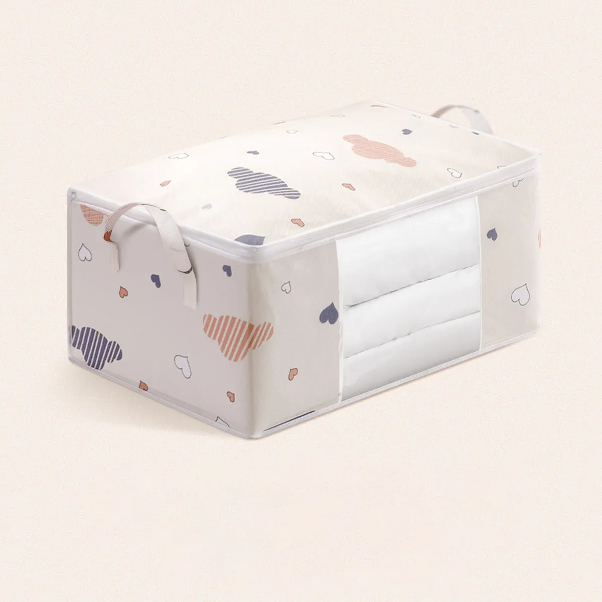 Large Capacity Clothes Quilt Storage Bag Organizer with Handle Clear Window Sturdy Zipper for Comforters Blankets Bedding Clothes