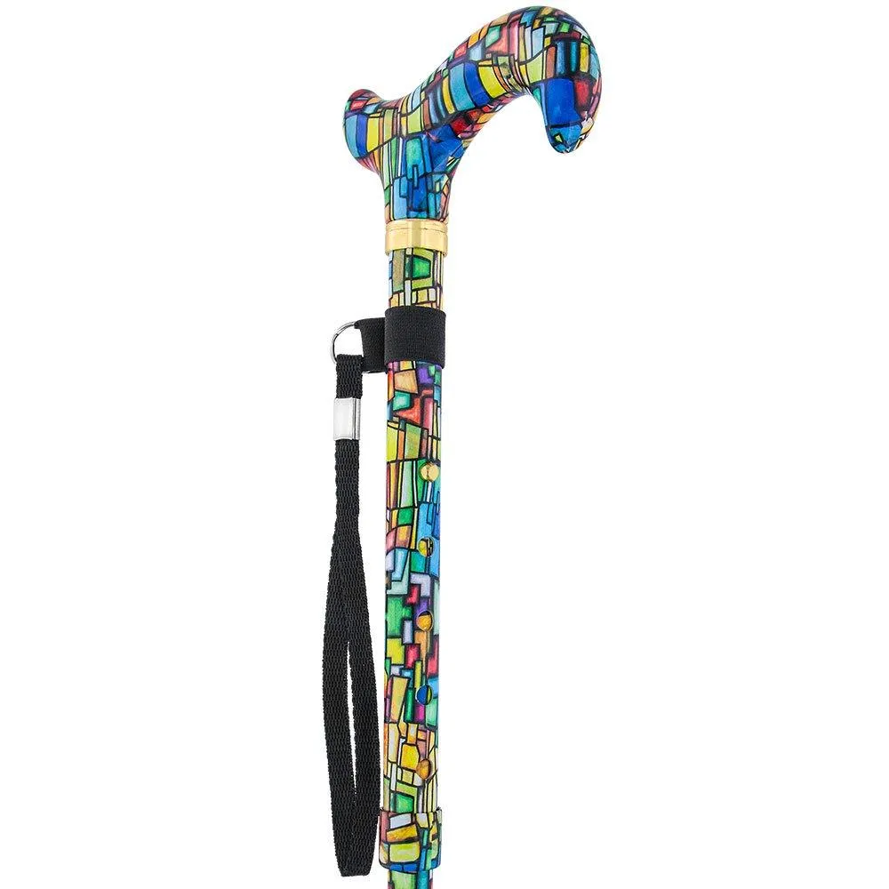 Mosaic Stained: Designer Pattern Folding Adjustable Cane